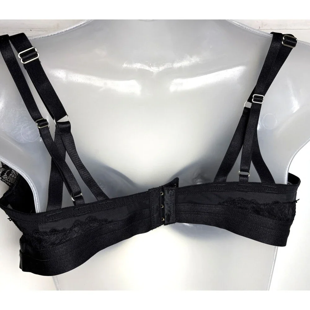 Torrid Curves size 1 Underwire Bra Lace Embroidered Sheer Floral black Sexy Lace